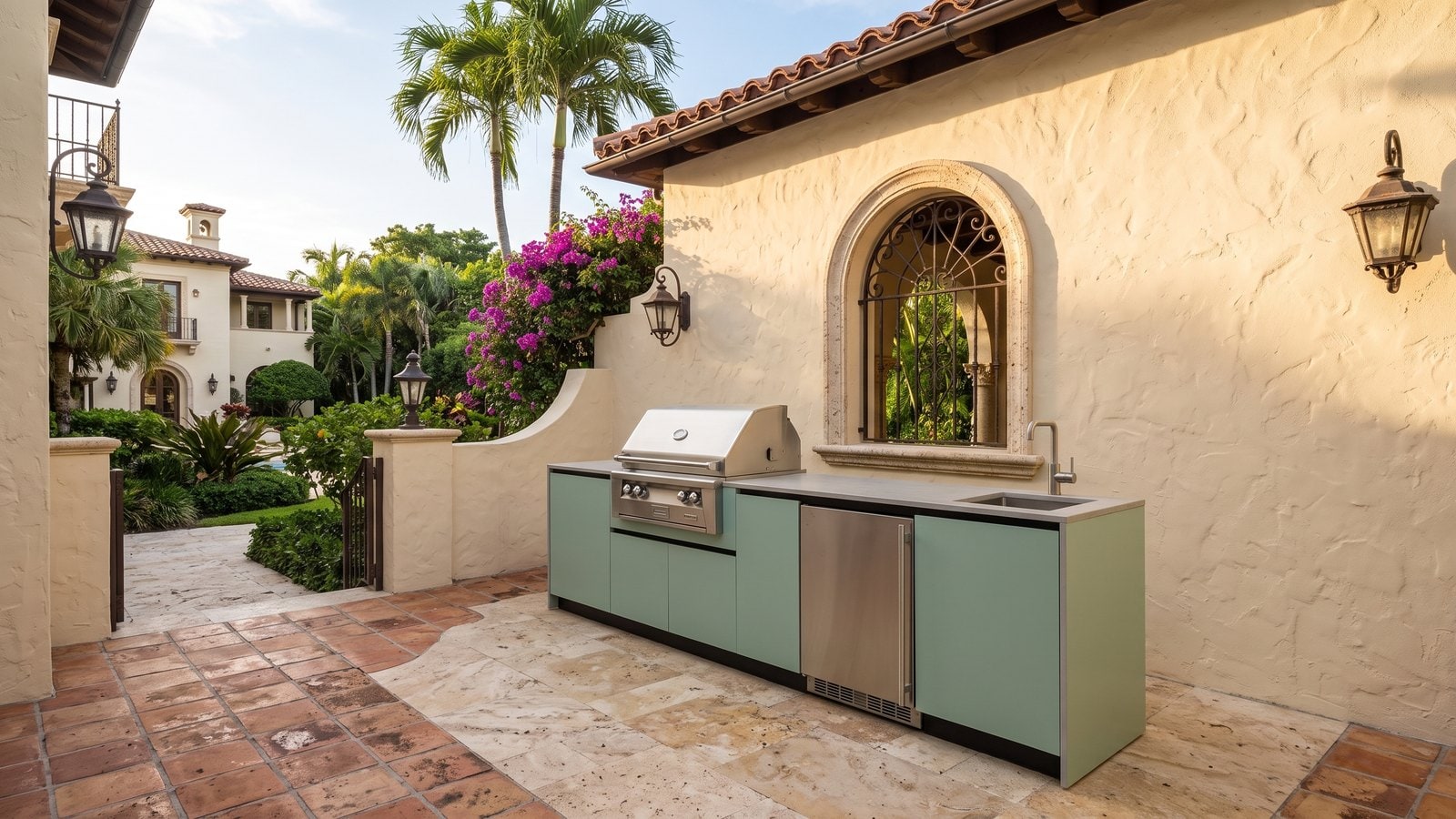 Marea shown in a courtyard setting — LANDIIN outdoor kitchen configuration